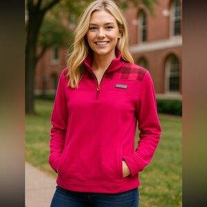 Vineyard Vines Womens Sweater S 1/4 Zip Pink Collared Neck Pullover Pockets